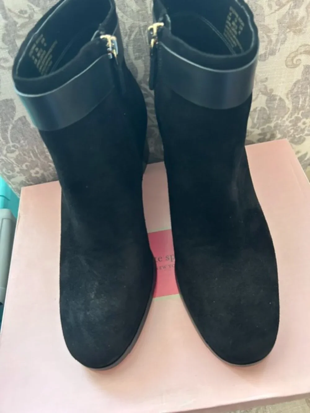 Kate Spade 'Morgan' Black Suede Booties, NWT, 9.5